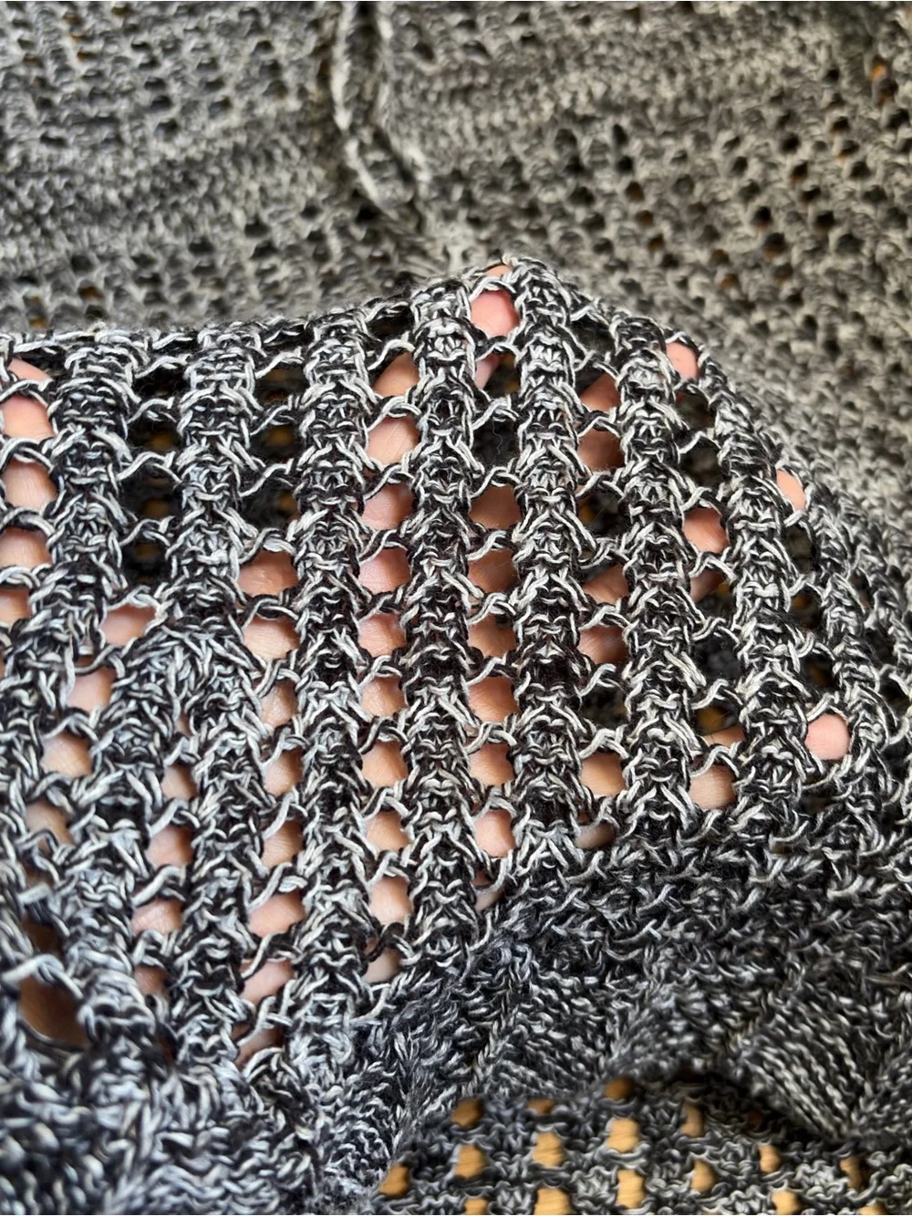 love on a hanger Gray Open-Knit Tie-Front Sweater